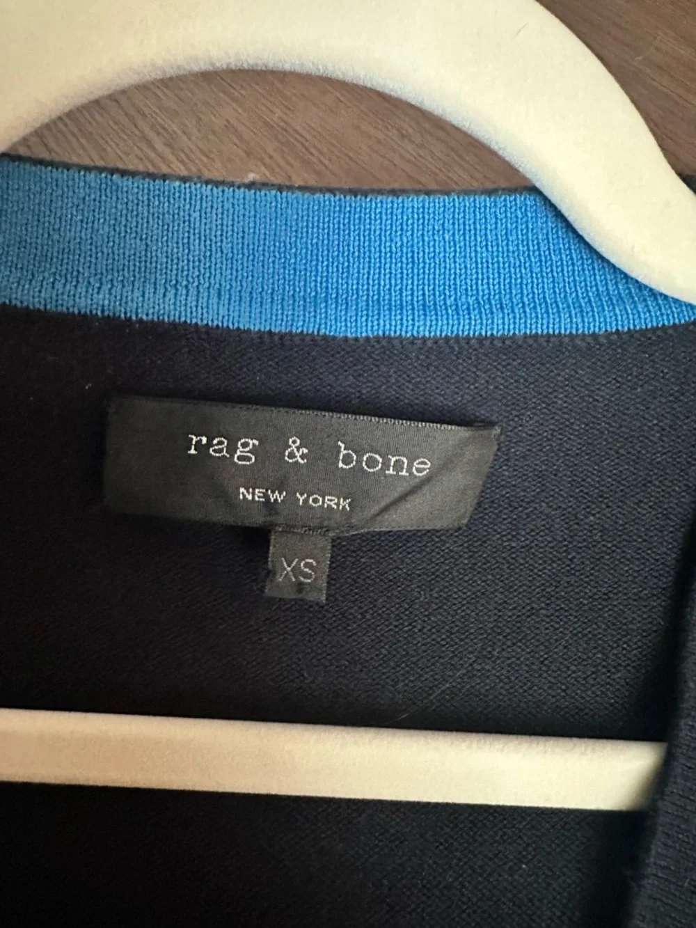 rag & bone Blue and Black V-Neck Button Cardigan